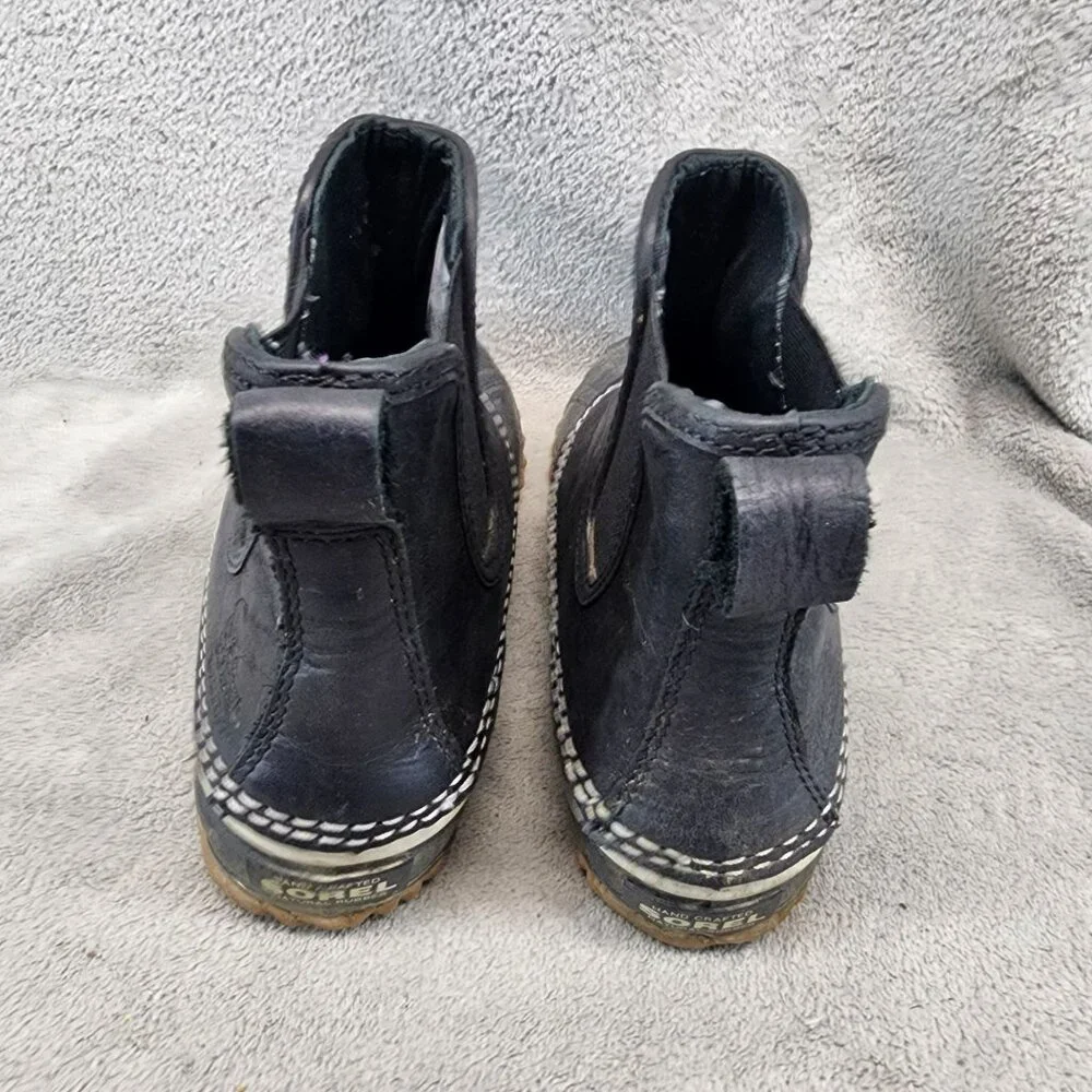 Sorel Shoes Womens Size 6 Out N About Black Leather Chelsea Duck Boots